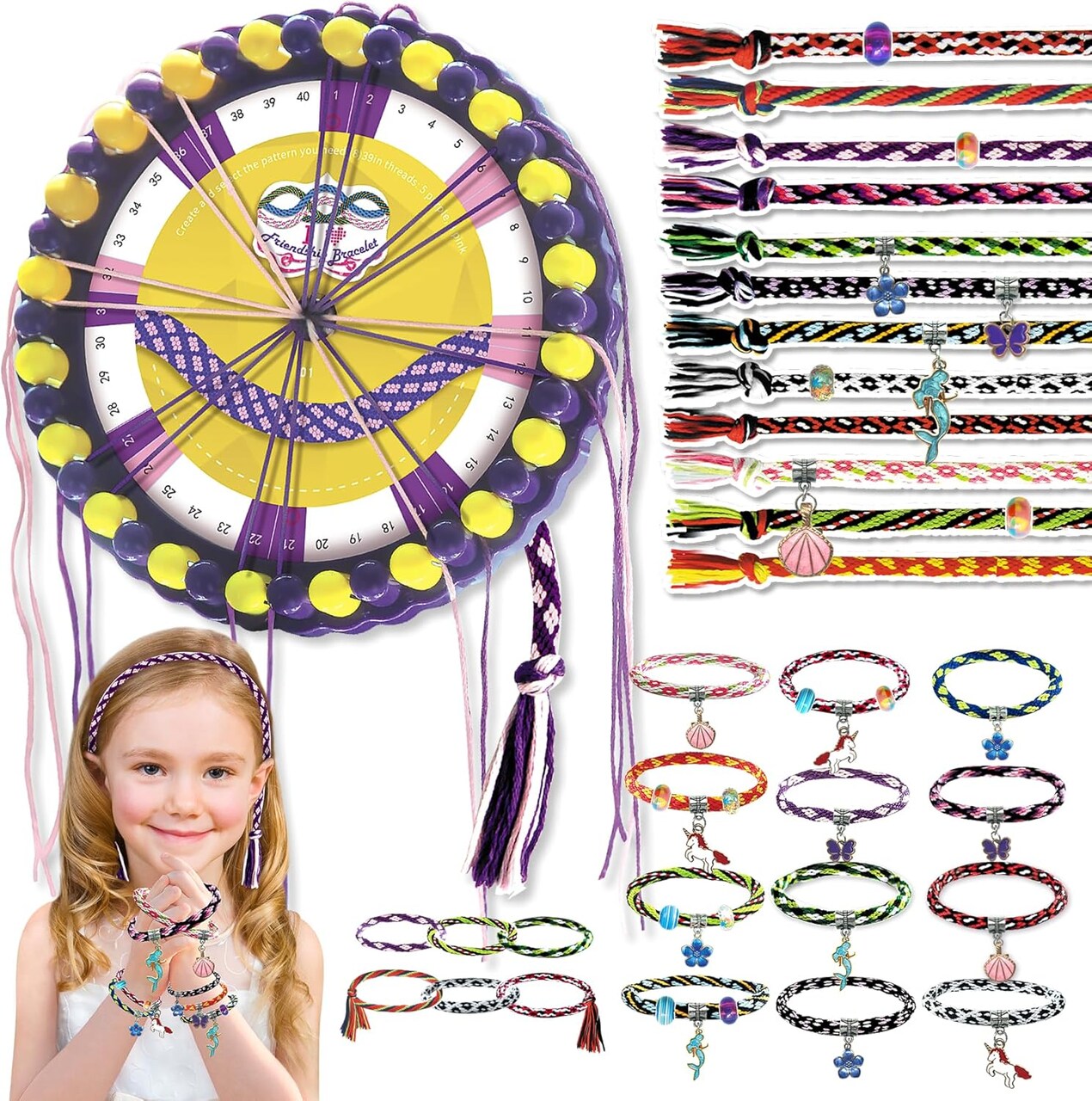 Art and Craft DIY Bracelet Jewelry Maker Kits,8-12 Kids (colorful) 7.48 x 1.77 x 5.31 inches